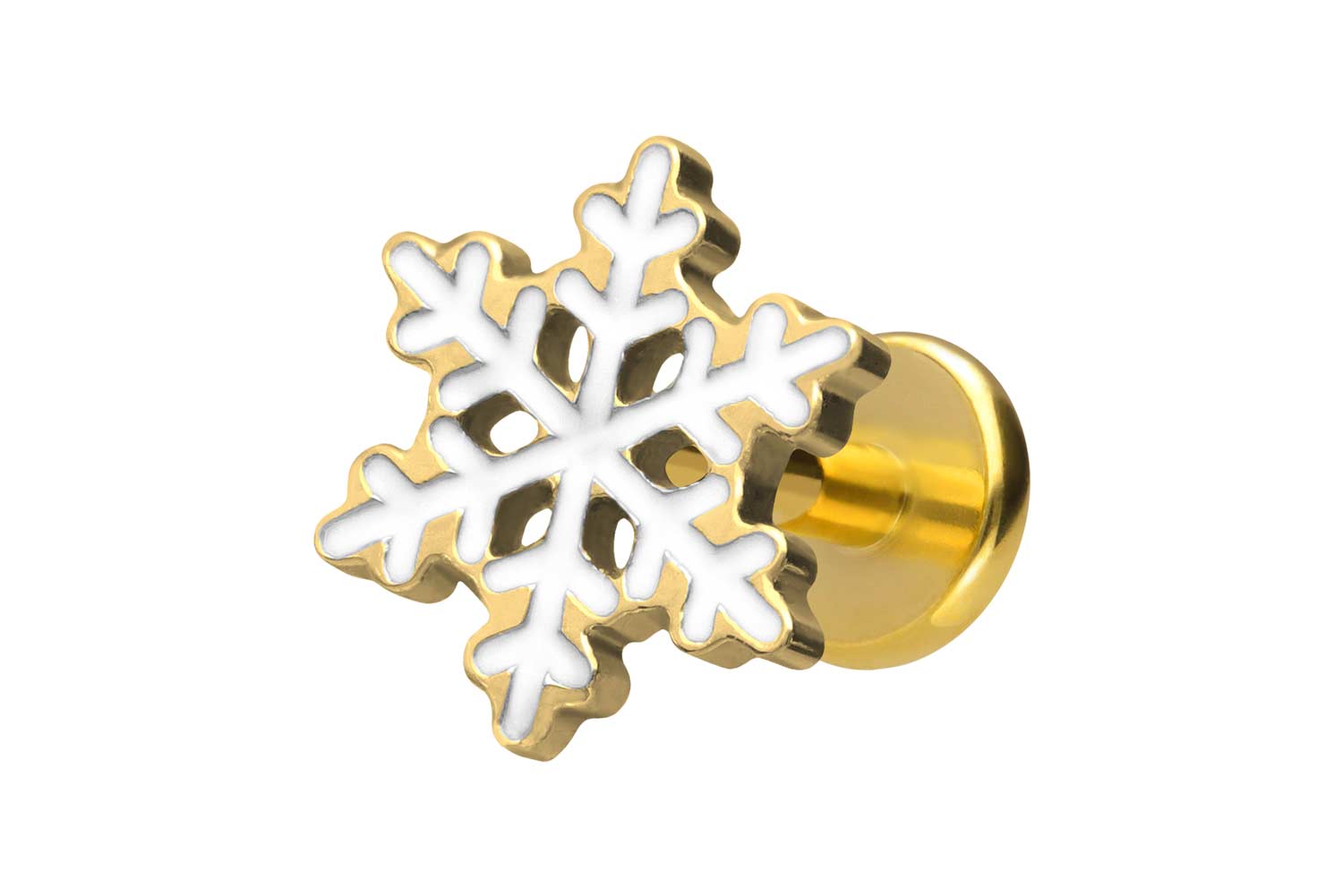 Titan Labret Piercing mit Innengewinde SCHNEEFLOCKE